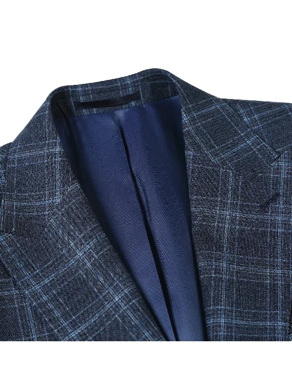 Men's Slim Fit Wool Stretch Checked Suits