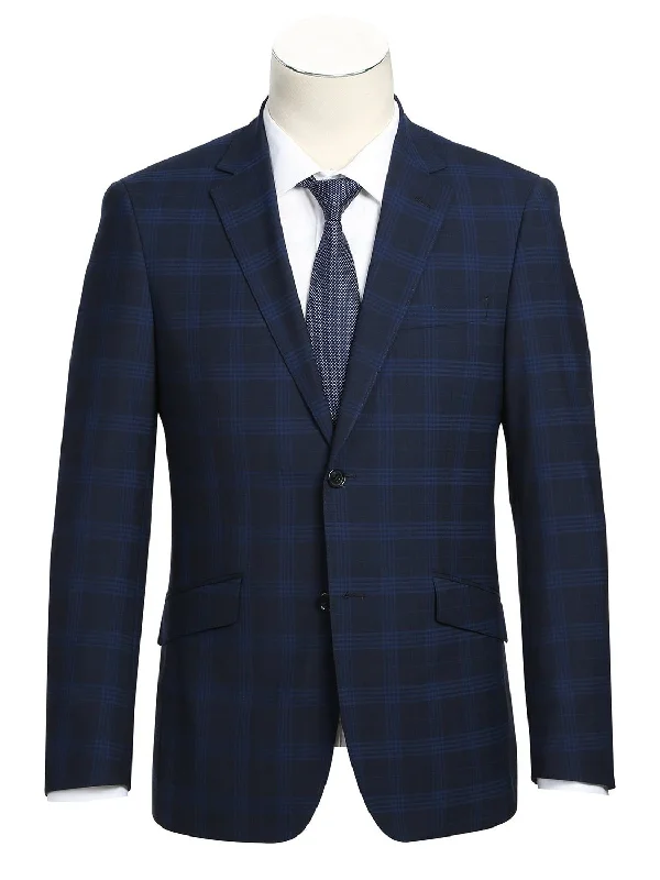 Men's Slim Fit Wool Blend Stretch Checked Suit