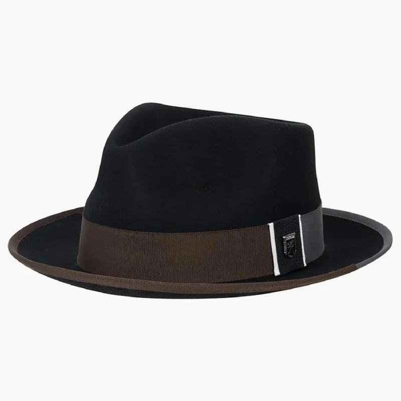 Stacy Adams Black Pinch Front Wool Felt Fedora