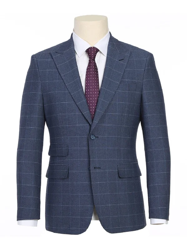 English Laundry Slim Fit Two Button Pale Blue Window Pane Check Suit