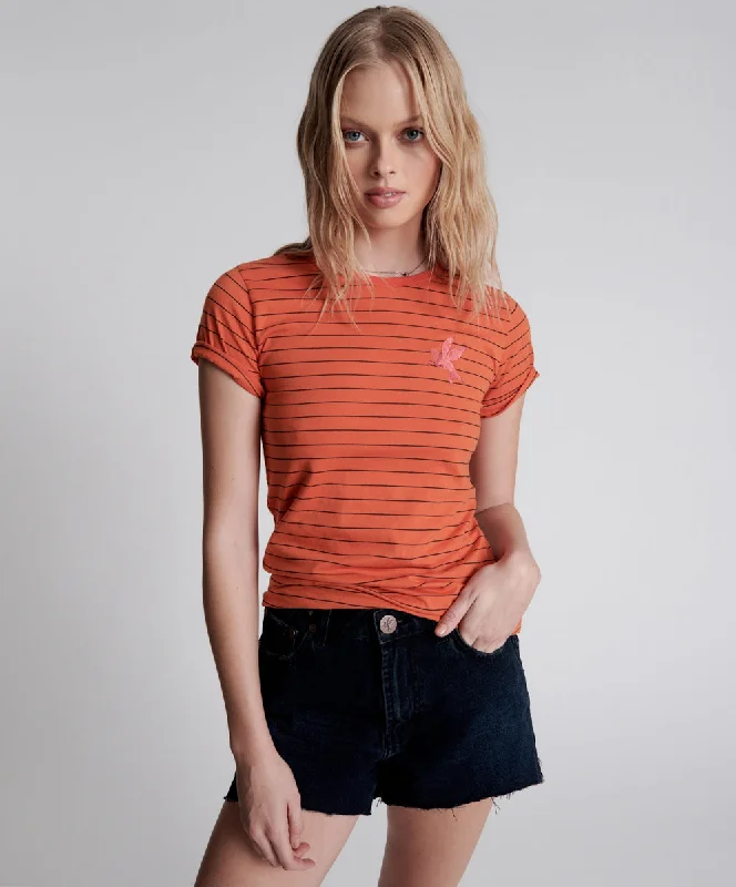 BOWER BIRD EMBROIDERED LOGO FITTED TEE ORANGE