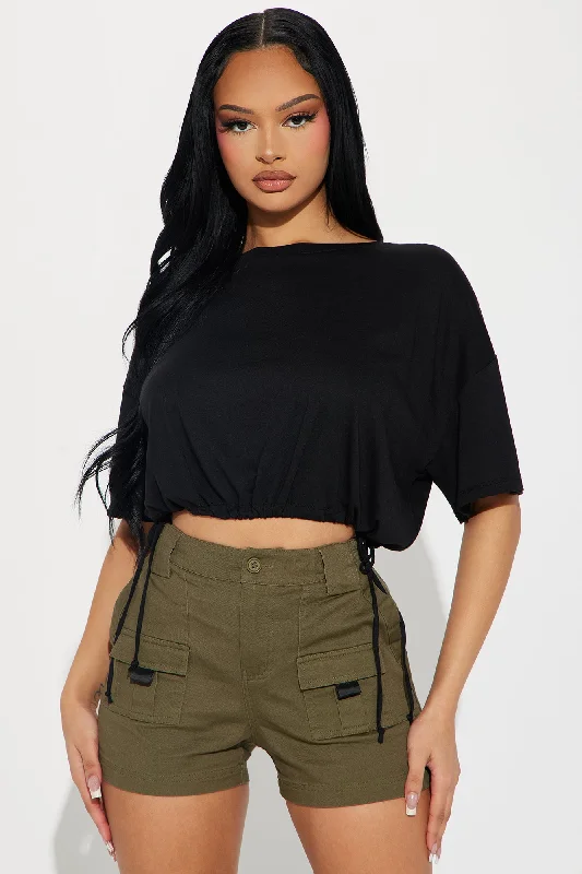 Meredith Drawstring Top - Black