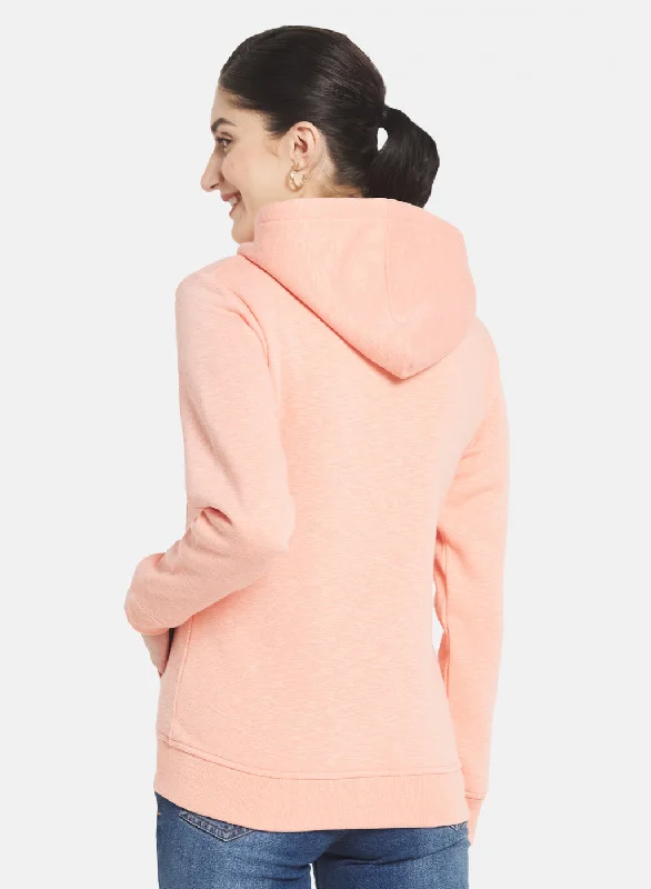 Women Peach Solid Sweatshirt