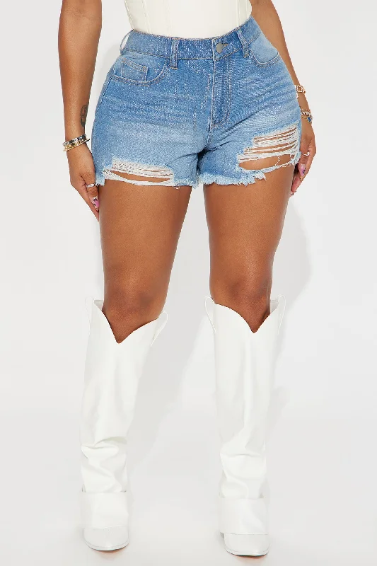 See Me Sparkle Denim Shorts - Medium Wash