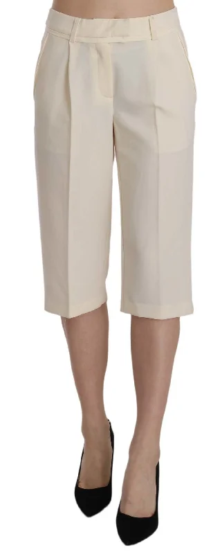 Silvian Heach  Mid Waist Cotton Straight Cropped Women's Pants