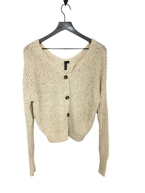 Cream Sweater Cardigan Clothes Mentor, Size L