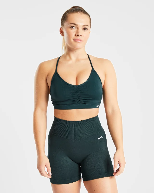 Essential Ruched Sports Bra - Forest Green