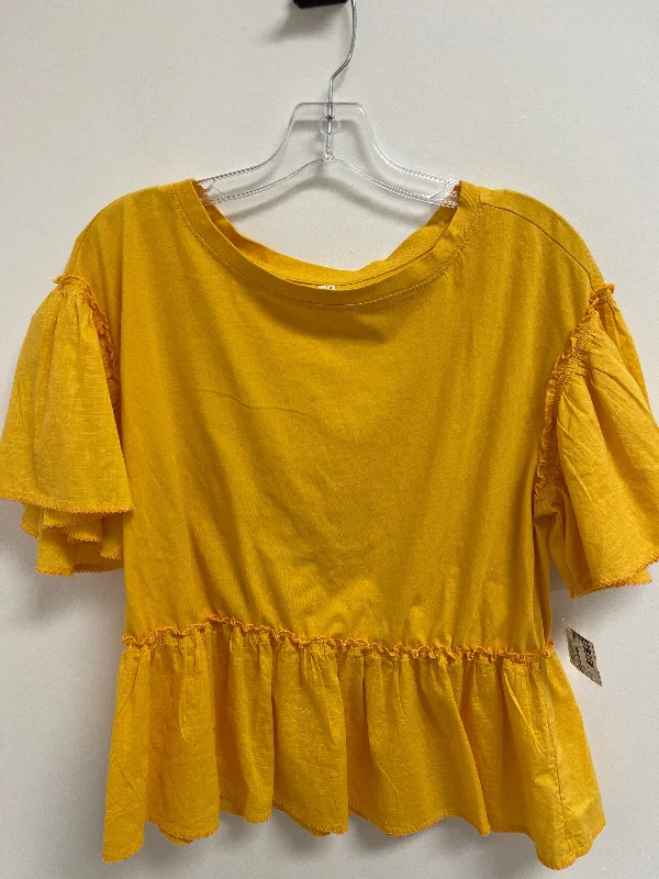 Top Short Sleeve By Anthropologie In Yellow, Size: S