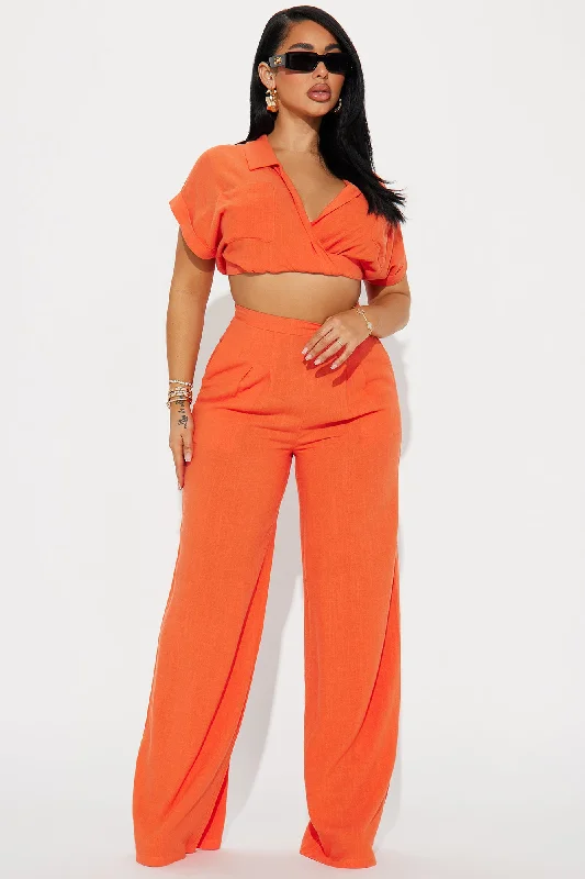 Andrea Linen Pant Set - Orange