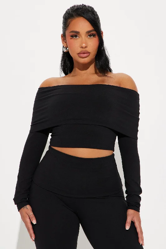 Brielle Off Shoulder Pant Set - Black