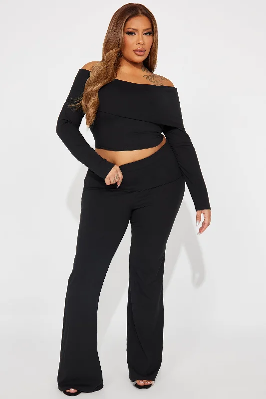 Brielle Off Shoulder Pant Set - Black