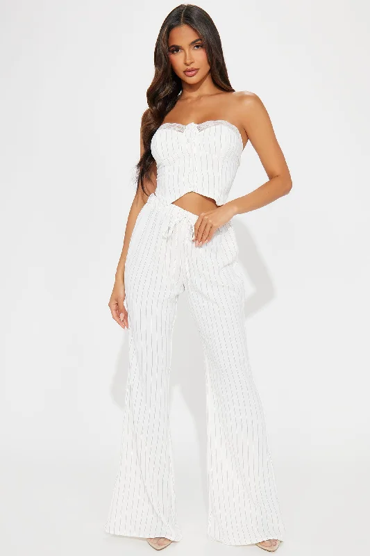 Jada Pinstripe Pant Set - White/Black